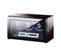 SBCGFY Caja para Dar Cuerda a 3 Relojes automáticos con Pantalla táctil LCD, Almohadillas Ajustables para Relojes, luz LED Azul, 5 Modos de rotación, enrollador de Relojes.