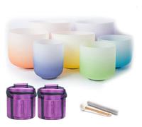 SBCGFY Cuenco Tibetano de Cristal, Juego de 6 a 12 Pulgadas, con Estuche de Transporte, mazo de Goma, Varilla de Gamuza y Junta tórica, para meditación y Terapia de sanación Sonora, 432 Hz.