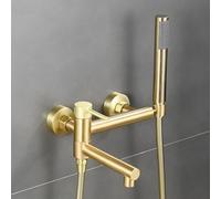 SBCGFY Grifo Mezclador de Ducha y bañera de Pared Color Oro - Gira 90°, Monomando, Incluye Cabezal de Ducha y Manguera para una renovación de baño de Lujo, Acabado en Oro Cepillado.