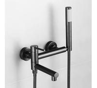 SBCGFY Grifo Mezclador de Ducha y bañera de Pared Color Oro - Gira 90°, Monomando, Incluye Cabezal de Ducha y Manguera para una renovación de baño de Lujo, Color Negro.
