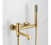 SBCGFY Grifo Mezclador de Ducha y bañera Mural Color Oro - Gira 90°, Monomando, Incluye Cabezal de Ducha y Manguera para una renovación de baño de Lujo, Color Oro.