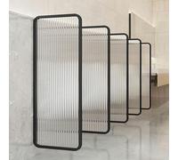 SBCGFY Mampara urinaria de Vidrio Templado, diseño Semitransparente para Adultos, mampara de Pared Moderna, Separador urinario con Marco de Acero Inoxidable, Color Negro (5 Unidades)