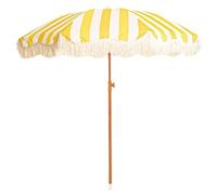 SBCGFY Sombrilla de jardín inclinable de 2,1 m, sombrilla de Playa para Exteriores con Flecos, protección UV, sombrilla portátil a Rayas para terraza, Patio y terraza.(Amarillo 200 cm/6,6 pies)