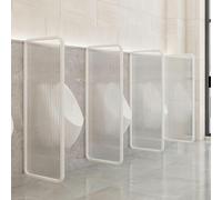 SBCGFY Tabique de Vidrio Templado para Adultos, tabique urinario con diseño Transparente, Separador urinario Moderno en Pared, tabique de Acero Inoxidable montado en Marco, Blanco, 5 Unidades.