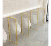 SBCGFY Tabique de Vidrio Templado para Adultos, tabique urinario con diseño Transparente, Separador urinario Moderno en Pared, tabique de Acero Inoxidable montado en Marco, Dorado, 5 Unidades.