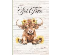 SBG LIFE | Cutie Cow Journal Collection | 'Set Free' | Highland Cow | Christian Notebook with 121 Ruled Pages | 9”x 6”| Softcover