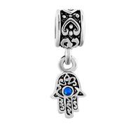 SBI Jewelry Abalorio azul contra el mal de ojo de la buena suerte, compatible con pulseras Pandora, colgante de la suerte para mujer, colgante de guardián, cumpleaños, aniversario, Cuero Zirconia
