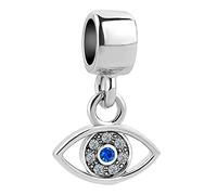 SBI Jewelry Abalorio azul contra el mal de ojo de la buena suerte, compatible con pulseras Pandora, colgante de la suerte para mujer, colgante de guardián, cumpleaños, aniversario, OneSize, Cobre, No