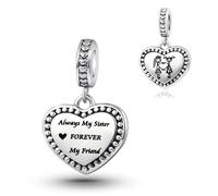 SBI Jewelry Abalorio colgante de cumpleaños para hermana, compatible con pulseras Pandora para hermana, collar, regalo de amor, familia, Navidad, Cobre, No es una piedra preciosa