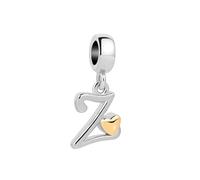 SBI Jewelry Abalorio colgante de plata de la A a la Z compatible con pulseras Pandora para mujer, talla única, Cobre, No es una piedra preciosa