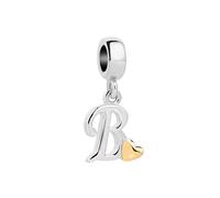 SBI Jewelry Abalorio colgante de plata de la A a la Z compatible con pulseras Pandora para mujer, talla única, Cobre, No es una piedra preciosa