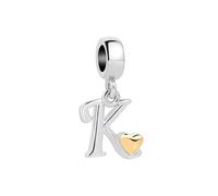 SBI Jewelry Abalorio colgante de plata de la A a la Z compatible con pulseras Pandora para mujer, talla única, Cobre, No es una piedra preciosa