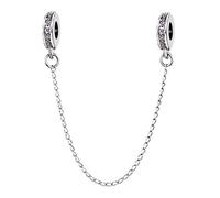 SBI Jewelry Abalorio de cadena de seguridad con piedra natal colorida para mujer, compatible con pulseras Pandora, cuentas espaciadoras brillantes para mujer, OneSize, Cobre, No es una piedra preciosa