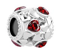 SBI Jewelry Abalorio de corazón con piedra natal compatible con pulseras Pandora, color blanco, verde, rojo, morado, azul, para mujer, regalo de cumpleaños, OneSize, Cobre, No es una piedra preciosa