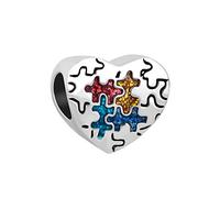 SBI Jewelry Abalorio de corazón de concienciación sobre el autismo para pulseras, pieza de rompecabezas colorida, regalo de cumpleaños para mujeres, Cobre, Cobre
