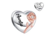 SBI Jewelry Abalorio de corazón de rosa compatible con pulsera Pandora Lucky to Have You para aniversario, cumpleaños, Cobre, No es una piedra preciosa