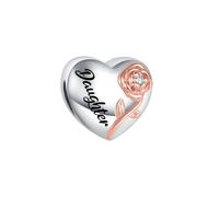 SBI Jewelry Abalorio de corazón de rosa compatible con pulsera Pandora Lucky to Have You para aniversario, cumpleaños, Cobre, No es una piedra preciosa