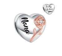 SBI Jewelry Abalorio de corazón de rosa compatible con pulsera Pandora Lucky to Have You para aniversario, cumpleaños, Cobre, No es una piedra preciosa