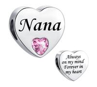 SBI Jewelry Abalorio de corazón para hija, hermana, nieta, madre, compatible con pulseras Pandora, para pulseras de mujer, talla única, Acero inoxidable, No es una piedra preciosa