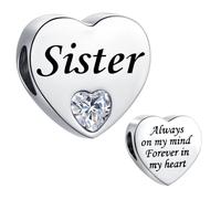 SBI Jewelry Abalorio de plata compatible con pulseras Pandora Forever in My Heart para mujer, talla única, Acero inoxidable, No es una piedra preciosa