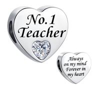 SBI Jewelry Abalorio de plata compatible con pulseras Pandora Forever in My Heart para mujer, talla única, Acero inoxidable, No es una piedra preciosa