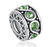 SBI Jewelry Abalorio espaciador infinito rosa verde compatible con pulsera Pandora para mujeres y niñas, azul brillante, rojo, plata transparente, abalorio de amor, cumpleaños, aniversario, Cuero