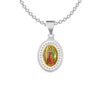 SBI Jewelry Collar de Nuestra Sanora de Guadalupe para mujer, colgante de plata y oro con colgante de México de la Virgen de Guadalupe, brillante, católico, familia, amigos, aniversario, cumpleaños
