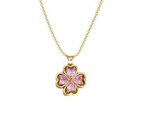 SBI Jewelry Collar de trébol de cuatro hojas con dije de oro de la suerte para mujer, ajustable, joyería de acero inoxidable para mujer, talla única, Acero inoxidable, No es una piedra preciosa