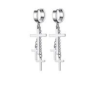 SBI Jewelry Pendientes colgantes de plata con tres cruces negras para mujeres, hombres, hermanos, hermanas, primos, sobrinas, aretes de cruz de acero inoxidable, regalos de joyería, Metal