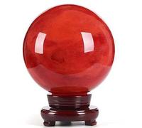 SBJKLYRN Adorno de Bola de Cristal, Bola de Cristal roja con Soporte - Esfera for meditación Feng Shui Adivinación Decoración del hogar Regalo(4.7in(12cm))