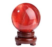 SBJKLYRN Adorno de Bola de Cristal, Esfera de Cuarzo Rojo derretido, Cristales Naturales y esferas Piedras Preciosas con Soporte for Fengshui, meditación(Diameter 3.9")