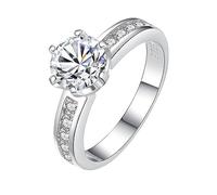 SBJKLYRN Anillos de Diamantes, Anillos de boda de moissanita for mujer, 1 quilate, color D, corte redondo, anillos de diamante VVS1, anillos de compromiso de moissanita for mujer con certificado(6)