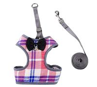 SBJKLYRN Arnés para Perros， Arnés con Correa for Perro Lazo a Cuadros y Cascabel pequeño, Juego de Correas arnés for Mascotas Am(C,S)