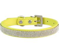 SBJKLYRN Collar para Perro， Collar de Perro Personalizado con Diamantes imitación, Bonito y Deslumbrante, Hebilla Metal Ajustable(Light Yellow,S)