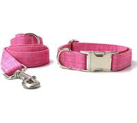 SBJKLYRN Collar para Perro, Conjunto de Collar y Correa for Perro. Collares Ajustables con Hebilla Metal for Perros pequeños. Correa Trenzada Resistente(Pink,M)