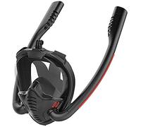 SBJKLYRN Máscara de Buceo, Máscara de Buceo con esnórquel y Doble respirador, máscara de Buceo, máscara de Buceo subacuática, máscara de esnórquel de Cara Completa(Black,L)