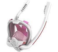 SBJKLYRN Máscara de Buceo, Máscara de Buceo con esnórquel y Doble respirador, máscara de Buceo, máscara de Buceo subacuática, máscara de esnórquel de Cara Completa(Pink,L)