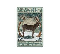 SBKGBIEHG Letrero de estaño vintage Once Upon A Time There Was A Girl Who Really Loved Donkeys Retro Decor Art Sign Home Kitchen Bar Cafe Club Cueva Decoración de pared Letrero de metal 30 x 43 cm