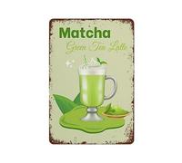 SBKGBIEHG Letrero de metal con texto en inglés "Matcha Green Tea Latte", decoración vintage para el hogar, cocina, bar, cafetería, club, cueva, decoración de pared, 20 x 30 cm