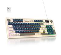 SbocKeeb Teclado Inalámbrico, 96% Teclado Silencioso Gaming Inalámbrico Retroiluminado, Diseño QWERTY Americano, Teclados Membrana RGB Cremoso Bluetooth/2.4G/USB con Teclados Numérico (Grey)