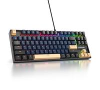 SbocKeeb Teclado mecánico para juegos al 75 %, 87 teclas, compacto, TKL, interruptores rojos lineales con cable, teclado desmontable USB NKRO RGB retroiluminado para Win/Mac/PS4/PS5/Xbox. (Samurai