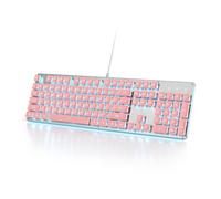 SbocKeeb Teclado Ordenador con Cable, QWERTY Americano,Teclado De Máquina de Escribir Retroiluminado, 104 Teclas, Panel de Metal, USB para Computadora de Escritorio