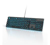 SbocKeeb Teclado Ordenador con Cable, QWERTY Americano,Teclado De Máquina de Escribir Retroiluminado, 104 Teclas, Panel de Metal, USB para Computadora de Escritorio