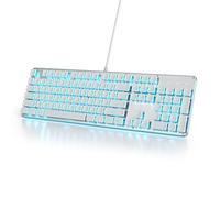 SbocKeeb Teclado Ordenador con Cable, QWERTY Americano,Teclado De Máquina de Escribir Retroiluminado, 104 Teclas, Panel de Metal, USB para Computadora de Escritorio