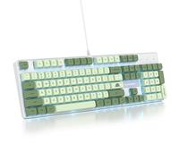 SbocKeeb Teclado para Juegos RGB V200, Teclado mecánico con Cable de 104 Teclas, tamaño Completo, Teclado cremoso con teclados numérico, Interruptor Rojo Lineal, diseño NKRO USB QWERTY Americano