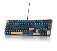 SbocKeeb Teclado para juegos RGB V200, teclado mecánico con cable de 104 teclas, tamaño completo, teclado cremoso con teclados numérico, interruptor rojo lineal, diseño NKRO USB QWERTY americano