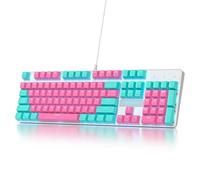 SbocKeeb Teclado para Juegos RGB V200, Teclado mecánico con Cable de 104 Teclas, tamaño Completo, Teclado cremoso con teclados numérico, Interruptor Rojo Lineal, diseño NKRO USB QWERTY Americano
