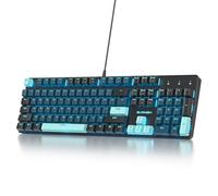 SbocKeeb Teclado para Juegos RGB V200, Teclado mecánico con Cable de 104 Teclas, tamaño Completo, Teclado cremoso con teclados numérico, Interruptor Rojo Lineal, diseño NKRO USB QWERTY Americano