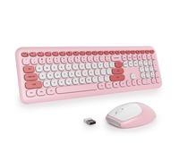 SbocKeeb Teclado y Raton Inalámbrico Combo, Americano QWERTY, Vistosa Teclado Retro Máquina de Escribir de Teclas Redondas,ratón silencioso