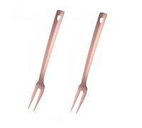 SBOMHS Tenedor de carne de acero inoxidable para barbacoa, tenedor largo, longitud 31 cm, tenedor para cortar, tenedor de servir, juego de 2 unidades, color oro rosa